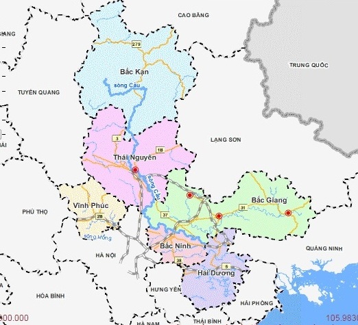 bản đồ lưu vực sông đồng nai