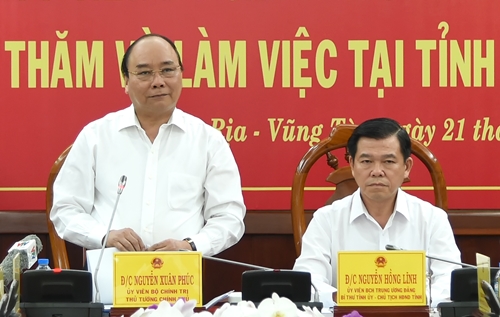 Thủ tướng Nguyễn Xuân Phúc làm việc với lãnh đạo chủ chốt tỉnh Bà Rịa-Vũng Tàu