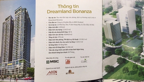Dự án Dreamland Bonanza 23 Duy Tân Dấu hiệu mập mờ về tính pháp lý