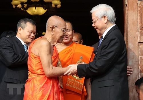 Tổng Bí thư, Chủ tịch nước Nguyễn Phú Trọng thăm Đại tăng thống Tep Vong, Đại tăng thống Bour Kry