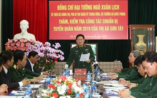 Đại tướng Ngô Xuân Lịch kiểm tra công tác chuẩn bị tuyển quân tại Sơn Tây, Hà Nội