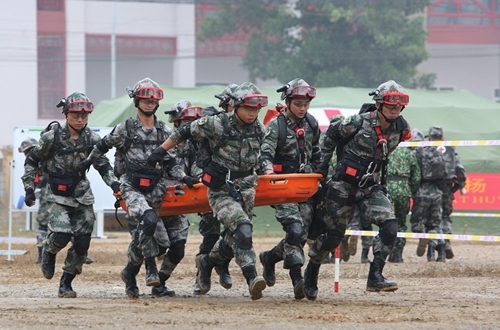 越中两军开展灾害疾病救援联合演练活动