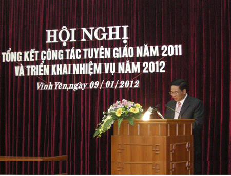 Ngành Tuyên giáo Vĩnh Phúc Tăng cường các giải pháp hoàn thành tốt nhiệm vụ năm 2012