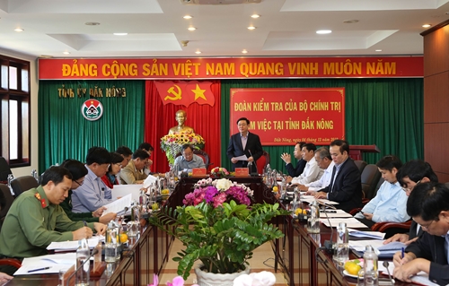 Đoàn kiểm tra của Bộ Chính trị làm việc với Ban Thường vụ tỉnh ủy Đắk Nông