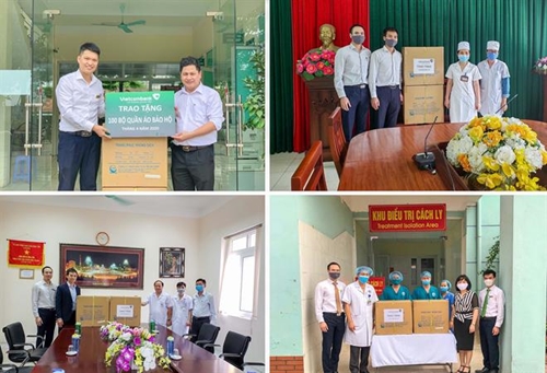 Vietcombank Hưng Yên hỗ trợ 1 000 bộ trang phục phẫu thuật và phòng dịch tại Hà Nội và Hưng Yên