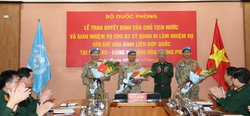 Thêm 3 sĩ quan đi làm nhiệm vụ gìn giữ hòa bình Liên hợp quốc