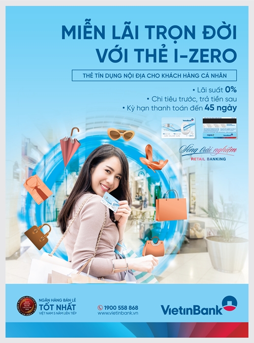 Miễn lãi trọn đời với thẻ trả góp VietinBank i-Zero