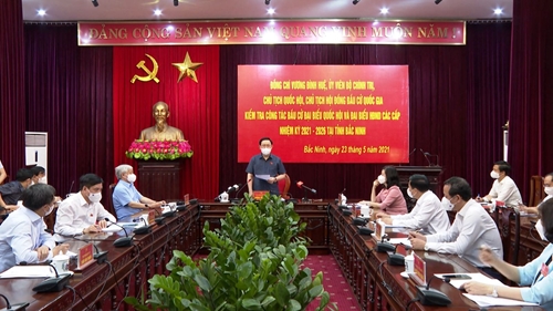 Chủ tịch Quốc hội, Chủ tịch Hội đồng bầu cử Quốc gia Vương Đình Huệ kiểm tra công tác bầu cử tại Bắc Ninh