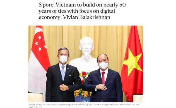 Truyền thông Singapore đưa tin đậm nét chuyến thăm của Chủ tịch nước