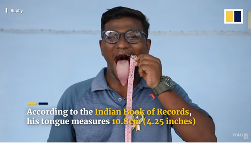 Chàng thanh niên có chiếc lưỡi dài 10,8 cm, phá vỡ kỷ lục thế giới