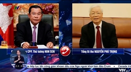 Tổng Bí thư điệm đàm Chủ tịch Đảng Nhân dân Campuchia,Thủ tướng Hun Sen