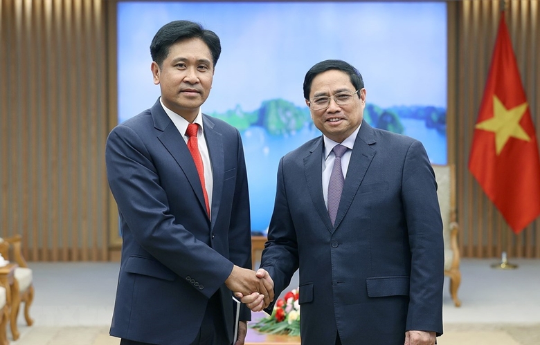Hình ảnh: Thủ tướng Phạm Minh Chính tiếp Bộ trưởng Tư pháp Lào Phayvy Siboualypha số 1