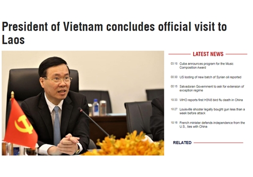 Truyền thông quốc tế đưa tin đậm nét về kết quả chuyến thăm Lào của Chủ tịch nước Võ Văn Thưởng