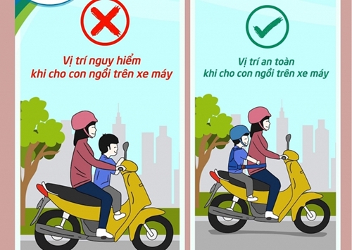 Thận trọng khi chở trẻ nhỏ bằng xe máy