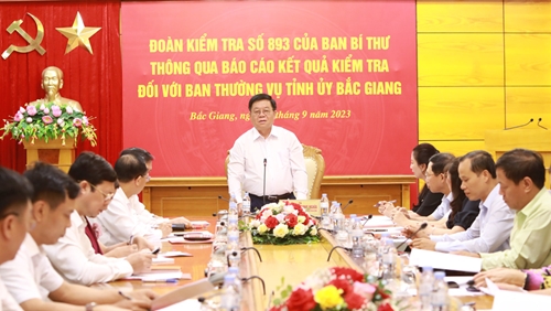 Thông qua dự thảo báo cáo kết quả kiểm tra của Ban Bí thư đối với Ban Thường vụ Tỉnh ủy Bắc Giang
