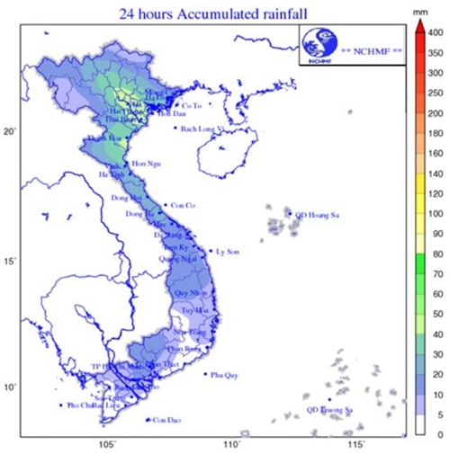 Bắc Bộ và các tỉnh Thanh Hóa, Nghệ An mưa lớn