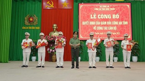 Bình Thuận Bổ nhiệm 6 cán bộ giữ chức vụ chủ chốt tại Công an các đơn vị, địa phương