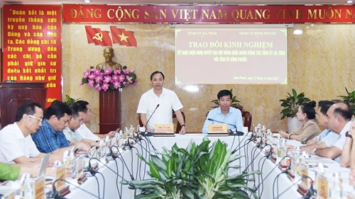 Bình Phước - Hà Tĩnh trao đổi kinh nghiệm về thực hiện Nghị quyết Đại hội Đảng bộ tỉnh
