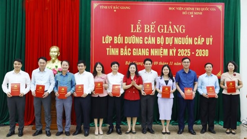 Bắc Giang 65 cán bộ nguồn cấp ủy tỉnh nhiệm kỳ 2025-2030 hoàn thành chương trình bồi dưỡng