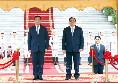 Thủ tướng chủ trì Lễ đón Thủ tướng Campuchia thăm chính thức Việt Nam