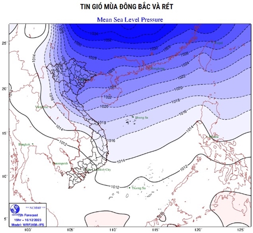 Đêm 16 và ngày 17 12 2023, không khí lạnh tràn xuống Bắc Trung Bộ gây mưa
