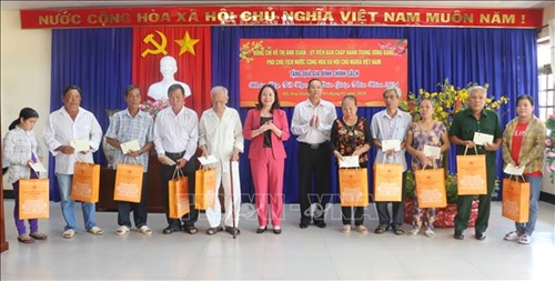 Phó Chủ tịch nước Võ Thị Ánh Xuân trao quà Tết tặng gia đình chính sách, hộ nghèo tỉnh An Giang