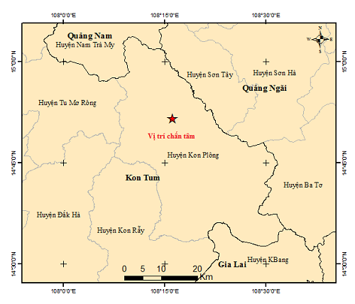Liên tiếp xảy ra 5 trận động đất tại Kon Tum trong sáng 7 2