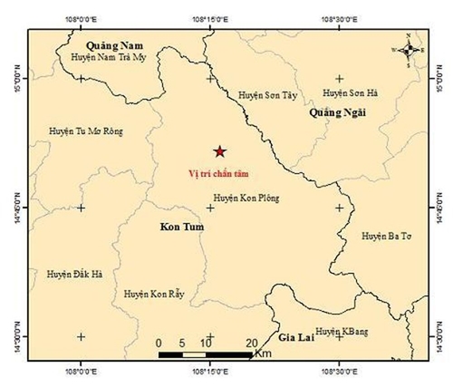 Liên tiếp 6 trận động đất tại Kon Tum trong ngày 28 Tết