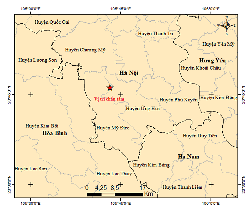 Động đất có độ lớn 4 0 xảy ra tại huyện Mỹ Đức, Hà Nội