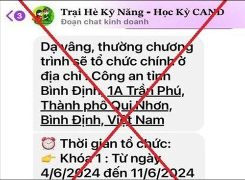 Công an tỉnh Bình Định khẳng định Không mở lớp Trại hè kỹ năng - Học kỳ CAND