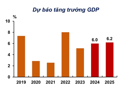 ADB dự báo tăng trưởng của Việt Nam đạt 6,0 trong năm 2024 và 6,2 trong năm 2025