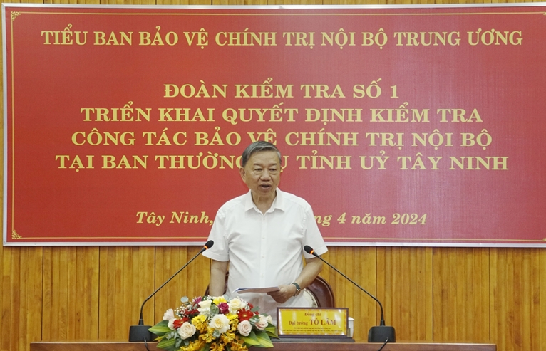 Đại tướng Tô Lâm kiểm tra công tác bảo vệ chính trị nội bộ tại Tây Ninh

​