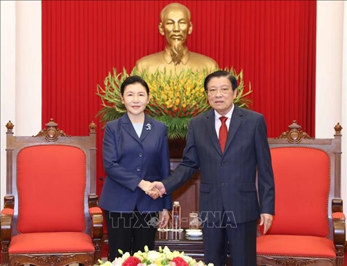 Trưởng Ban Nội chính Trung ương Phan Đình Trạc tiếp Bộ trưởng Bộ Tư pháp Trung Quốc Hạ Vinh