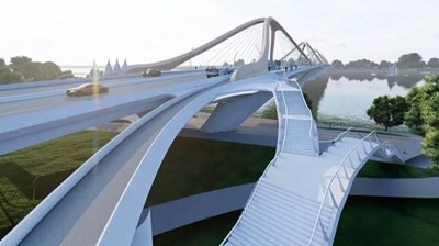 Final design for Tran Hung Dao bridge, acrossing Red river