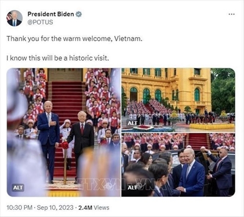 US President describes Vietnam visit as a historic moment