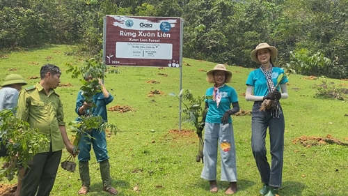 Miss Bao Ngoc plants trees in Xuan Lien Forest for sustainable future
