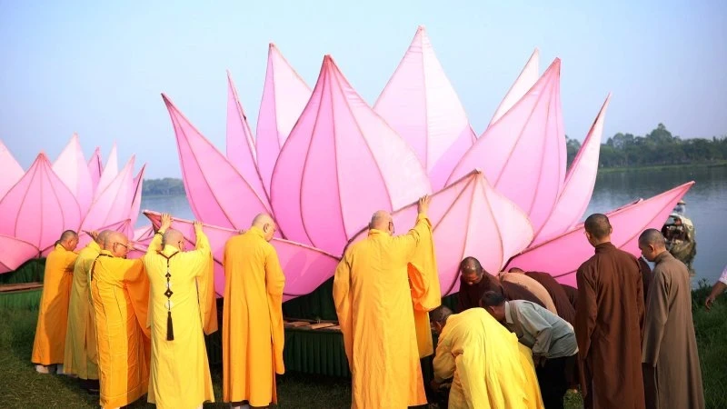 Seven giant lotus flowers launched to mark Buddha’s birthday
