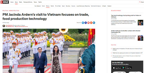Un journal néo-zélandais salue les résultats obtenus lors de la visite de la PM Jacinda Ardern au Vietnam