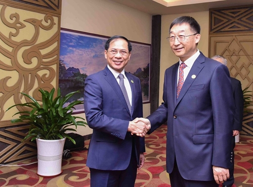 Le ministre des AE rencontre le secrétaire du Comité du PCC du Guangxi