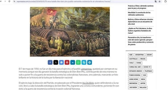 La presse argentine souligne la portée historique mondiale de la victoire de Dien Bien Phu