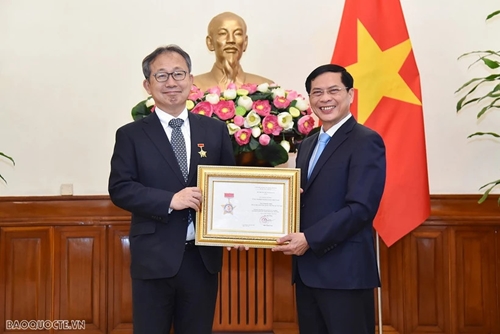 日本驻越南大使荣获“致力于越南外交事业”纪念章