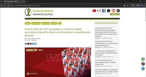 49 лет со дня воссоединения Вьетнама Аргентинские СМИ активно освещают День победы 30 апреля