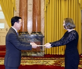 El presidente Vo Van Thuong recibe a los nuevos embajadores de Irlanda, Italia, Lituania y Corea del Sur