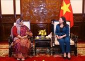 La vicepresidenta Vo Thi Anh Xuan recibe a la embajadora saliente de Bangladesh